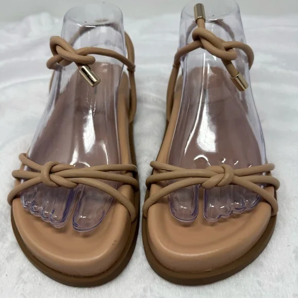 Arezzo Womens Camila Flatform Leather Ankle Strap Sandal in True Sand Size 7B - Picture 4 of 14